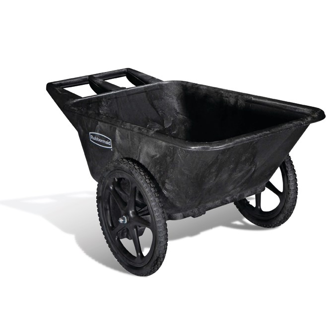 The Rubbermaid Commercial Big Wheel Cart is a professional-grade wheelbarrow that can support up to 300 lbs.