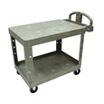 Heavy-Duty Utility Cart with Flat Shelf transports materials, supplies, and heavy loads securely with up to 500 lbs. load capacity. The flat shelf provides a large work surface for oversized loads.