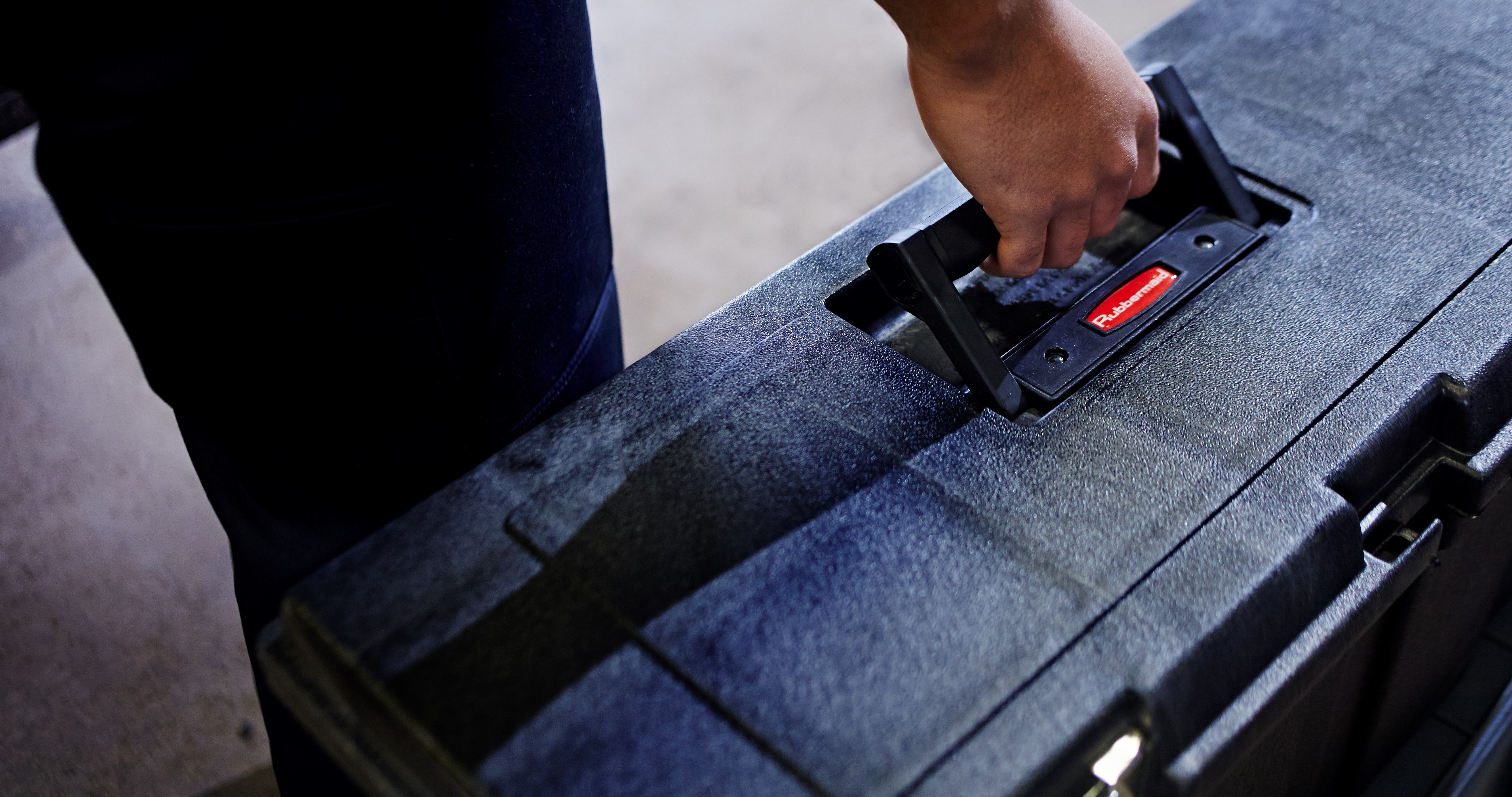 The Rubbermaid Commercial professional grade tool box for commercial/industrial use. Made of sturdy structural foam construction that won’t rust, dent, chip, or peel.