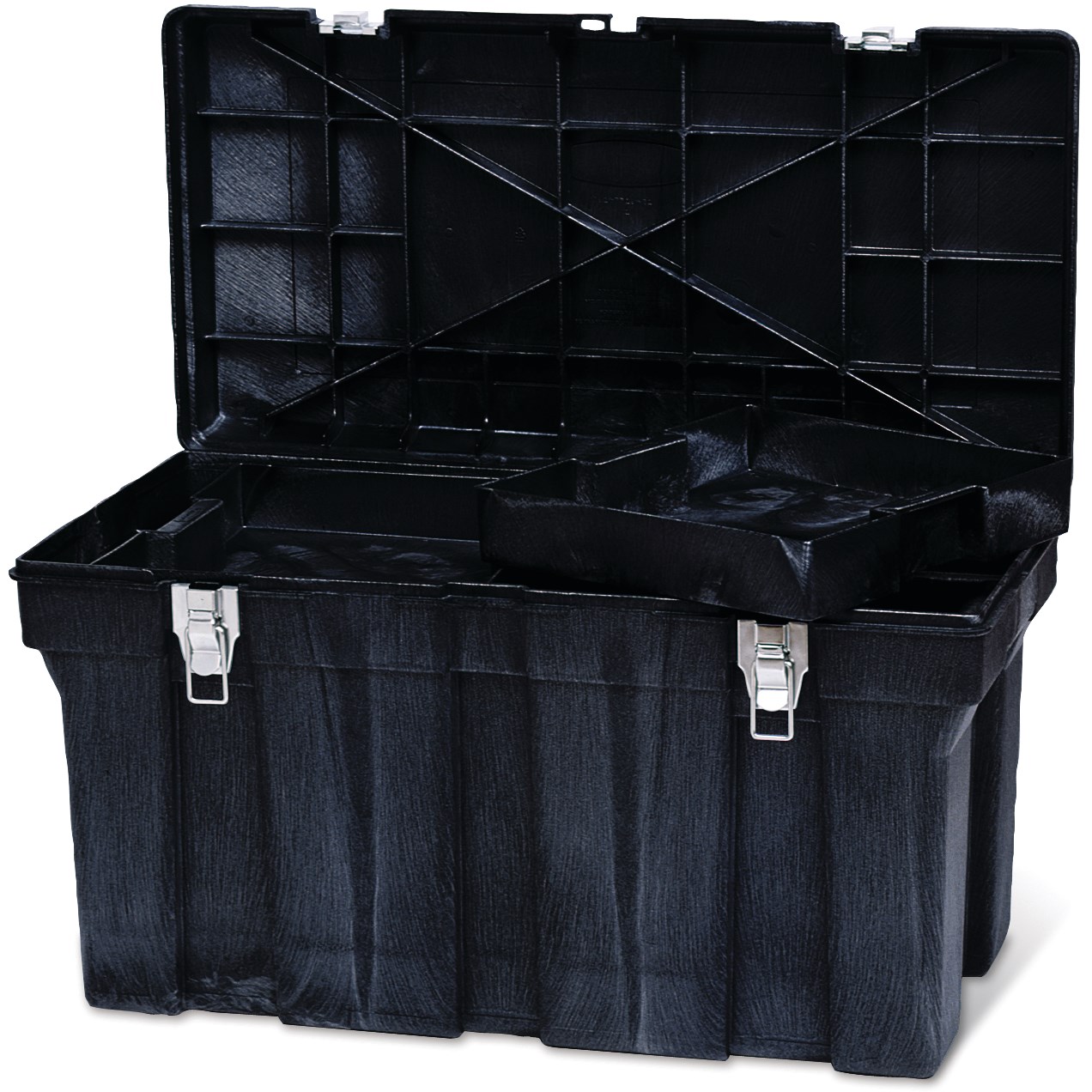 The Rubbermaid Commercial professional grade tool box for commercial/industrial use. Made of sturdy structural foam construction that won’t rust, dent, chip, or peel.