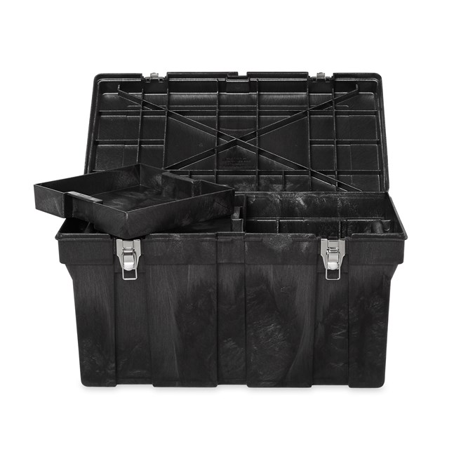 The Rubbermaid Commercial Tack Box gives you an all-purpose storage container to keep your items safe on the work site, in the stable and on the water.
