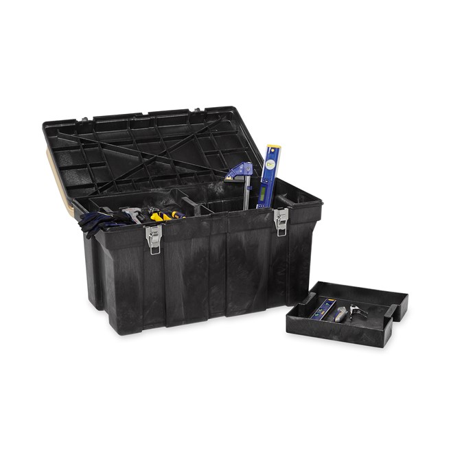 The Rubbermaid Commercial Tack Box gives you an all-purpose storage container to keep your items safe on the work site, in the stable and on the water.