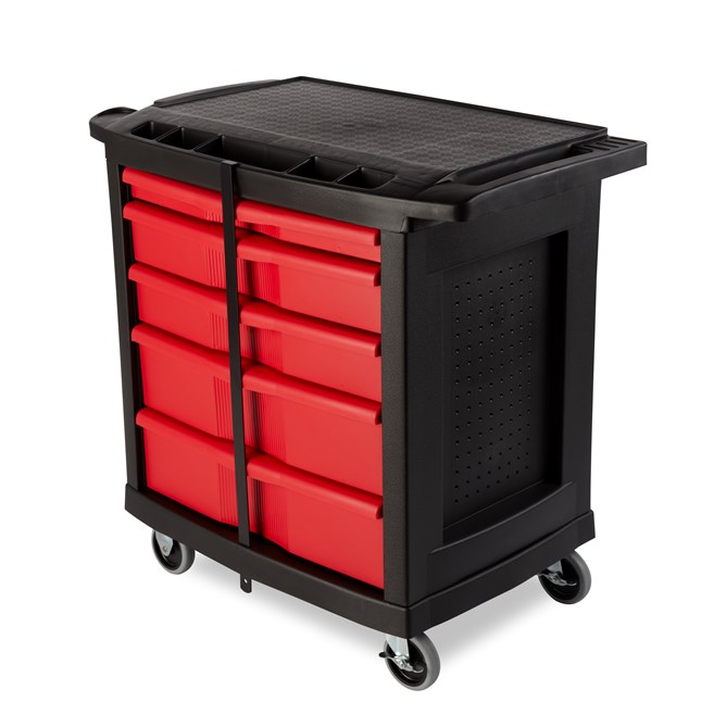 The 5-Drawer Mobile Work Center is a comprehensive mobile workbench with easy-to-organize tool storage.