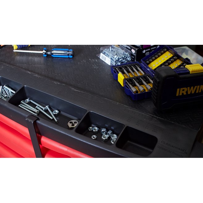 The 5-Drawer Mobile Work Center is a comprehensive mobile workbench with easy-to-organize tool storage.