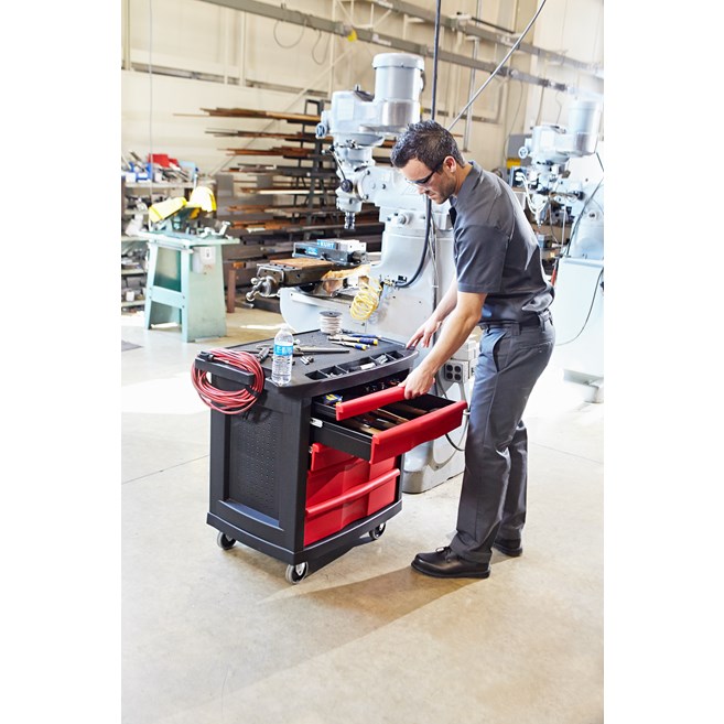 The 5-Drawer Mobile Work Center is a comprehensive mobile workbench with easy-to-organize tool storage.