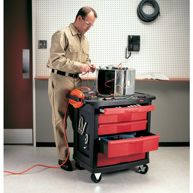 The 5-Drawer Mobile Work Center is a comprehensive mobile workbench with easy-to-organize tool storage.