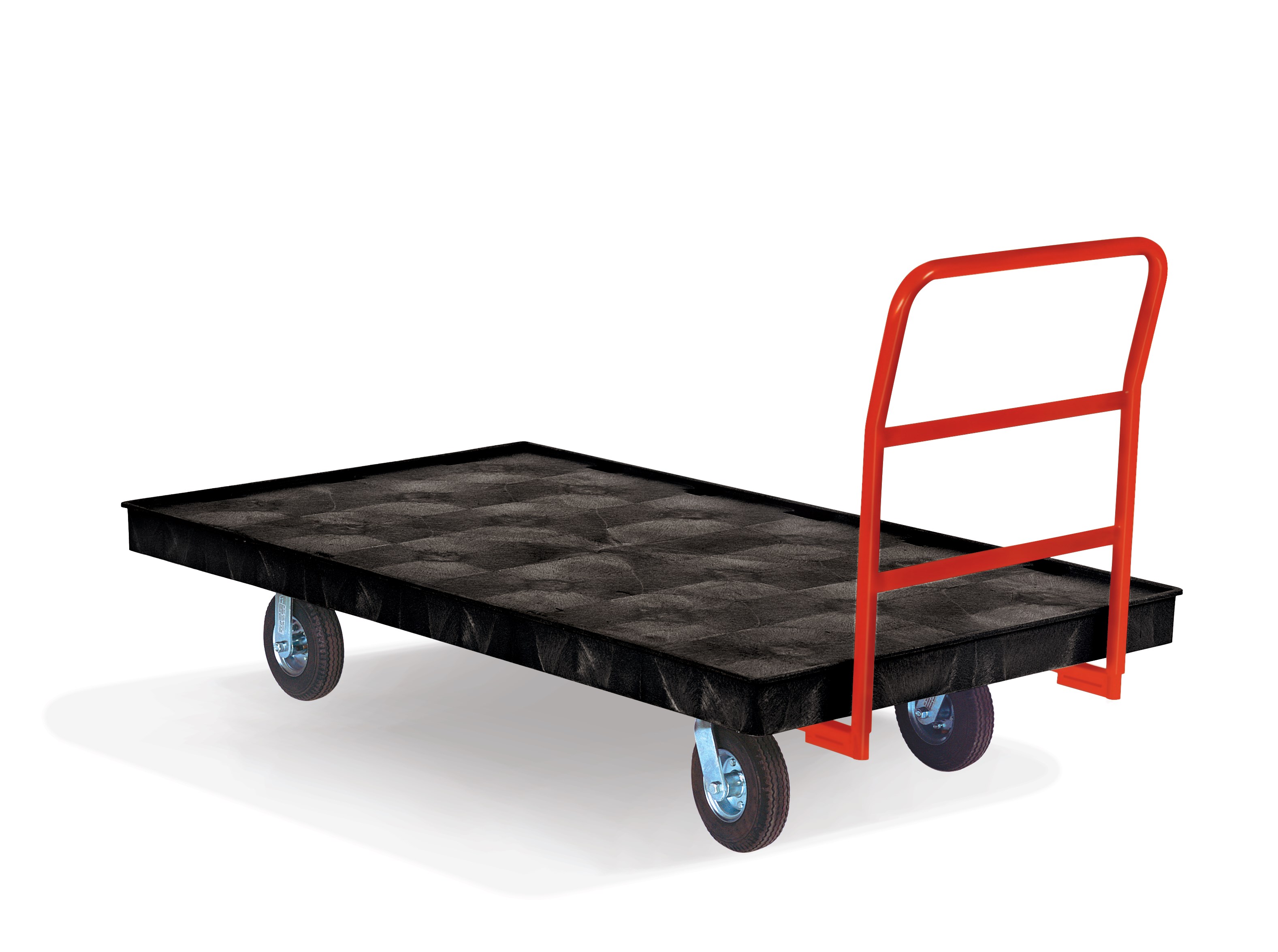 The Rubbermaid Commercial Heavy Duty Platform Truck 40"X70" with 6"TPR casters, 1000 lb. capacity. Ideal for moving large, heavy, oversized loads in a variety of environments from retail to construction.