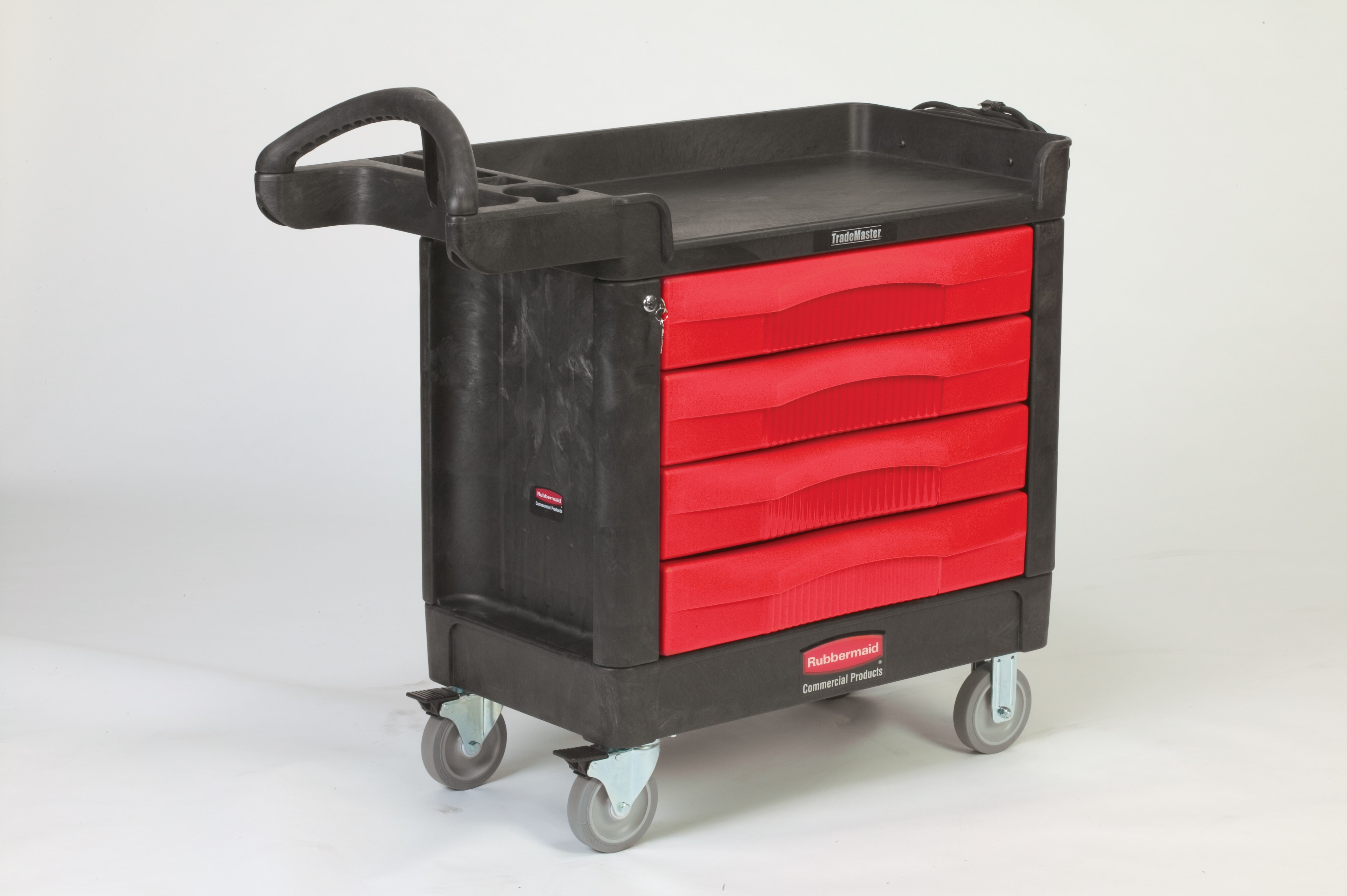 The TradeMaster Cart with 4 Drawers is a complete tool storage and mobile workbench system, with shelving and cabinet configurations to meet any storage needs.