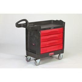 The TradeMaster Cart with 4 Drawers is a complete tool storage and mobile workbench system, with shelving and cabinet configurations to meet any storage needs.