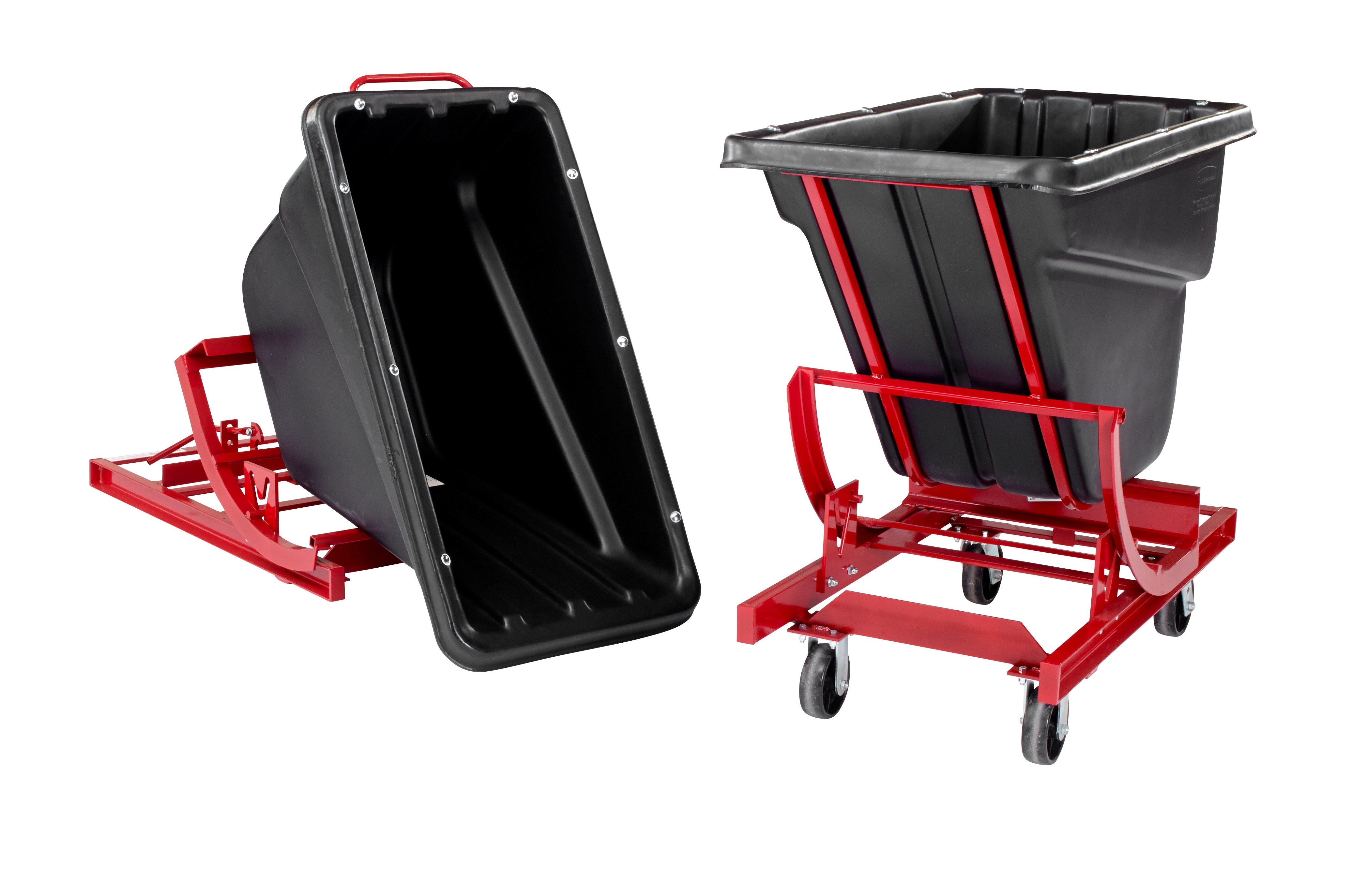 Large-capacity hoppers store and dump heavy loads with ease.