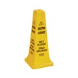 The Rubbermaid Commercial Multi-Lingual Safety Cone with "Caution Wet Floor" Imprint is a highly visible hazard protection sign. Features the 'caution' sign to warn pedestrians of potential dangers.