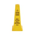 The Rubbermaid Commercial Multi-Lingual Safety Cone with "Caution Wet Floor" Imprint is a highly visible hazard protection sign. Features the 'caution' sign to warn pedestrians of potential dangers.