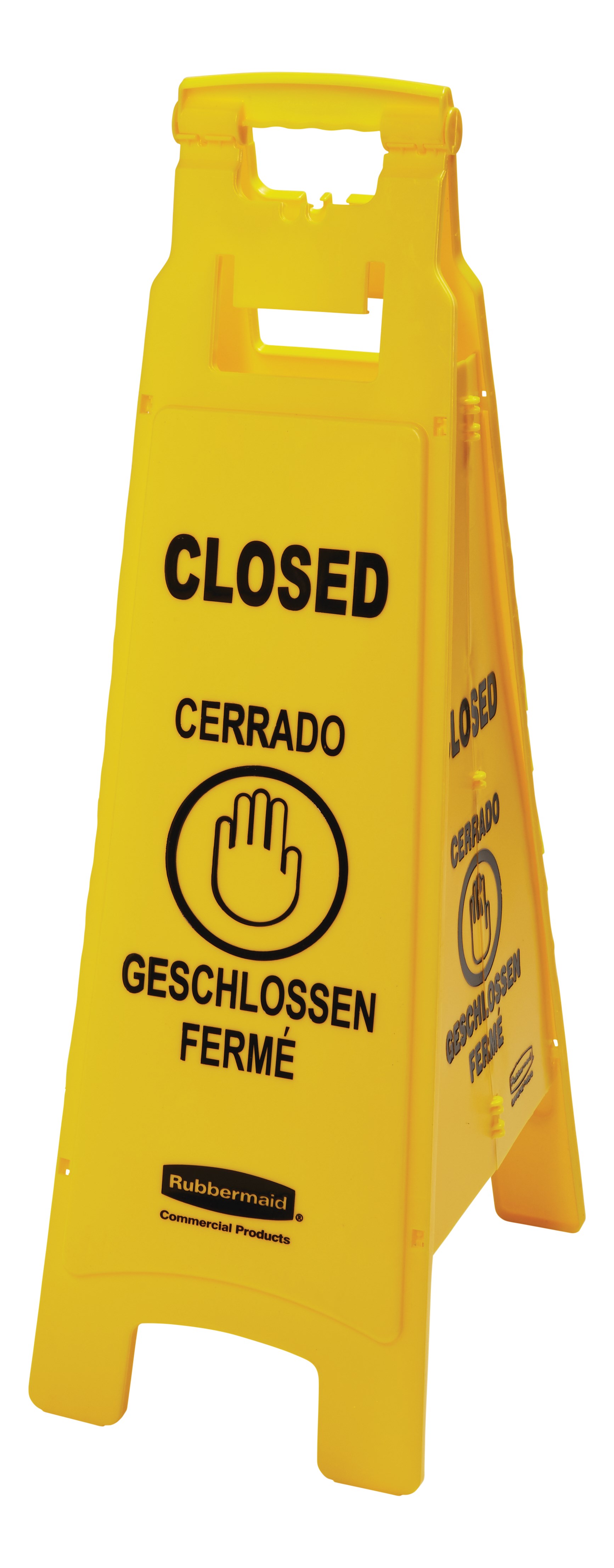 輕巧的「關閉」標誌為四面設計，可進行有效的多語言安全溝通，並採用符合 ANSI/OSHA 標準的顏色和圖形。