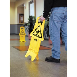 Unique “no tip” design is 2-sided for effective multilingual safety communication that utilizes ANSI/OSHA-compliant color and graphics.