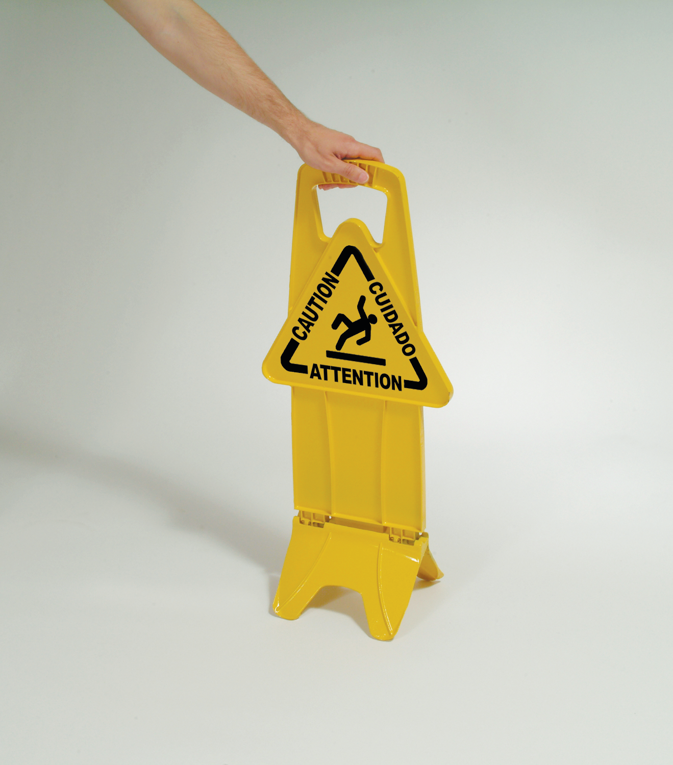 Unique “no tip” design is 2-sided for effective multilingual safety communication that utilizes ANSI/OSHA-compliant Colour and graphics.