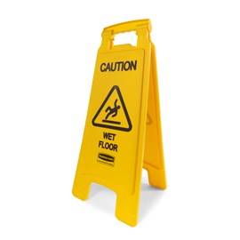 Lightweight "Caution Wet Floor" sign is 2-sided for effective safety communication and utilizes ANSI/OSHA-compliant color and graphics.