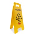 Lightweight "Caution Wet Floor" sign is 2-sided for effective safety communication and utilizes ANSI/OSHA-compliant color and graphics.