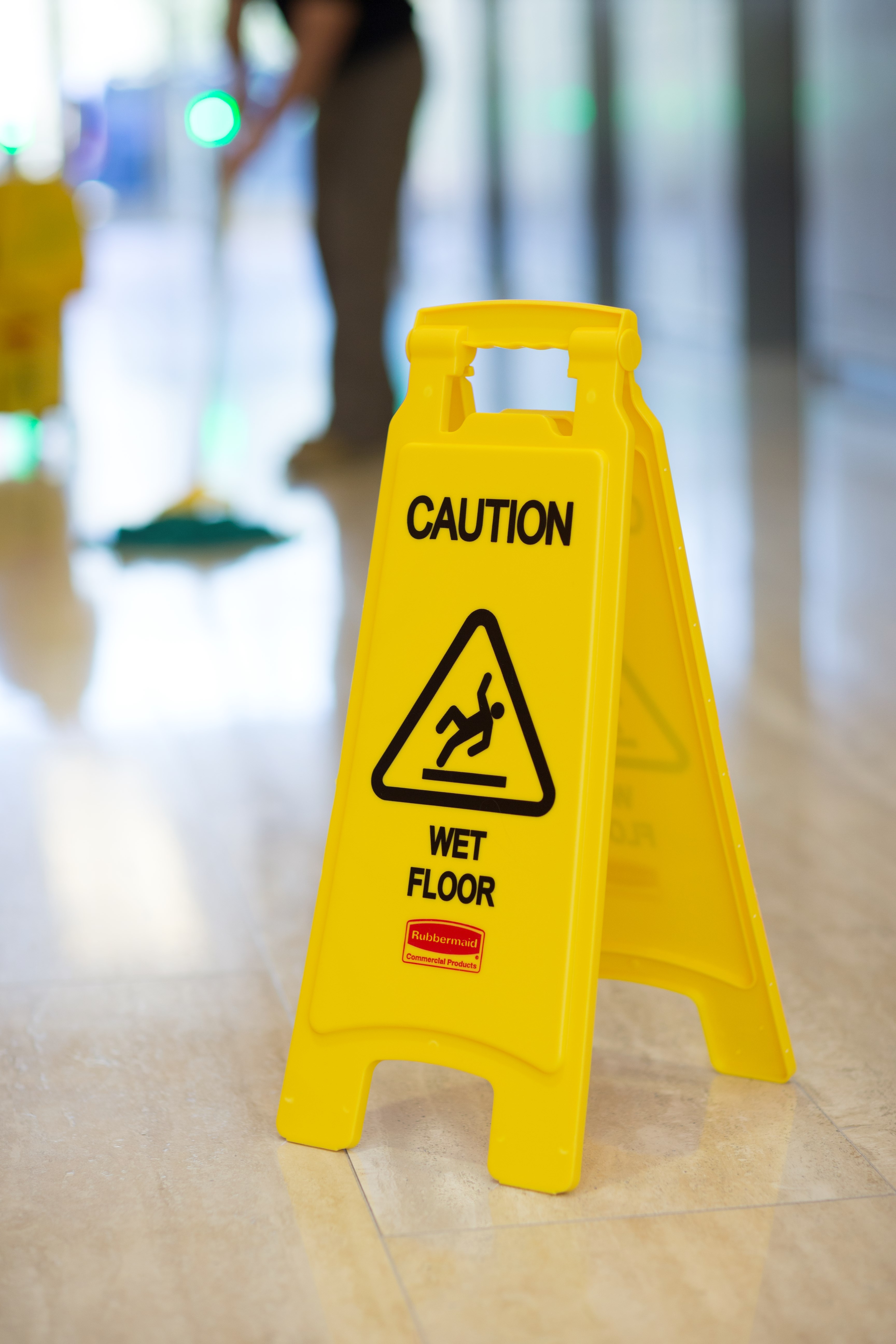 Lightweight "Caution Wet Floor" sign is 2-sided for effective safety communication and utilizes ANSI/OSHA-compliant color and graphics.