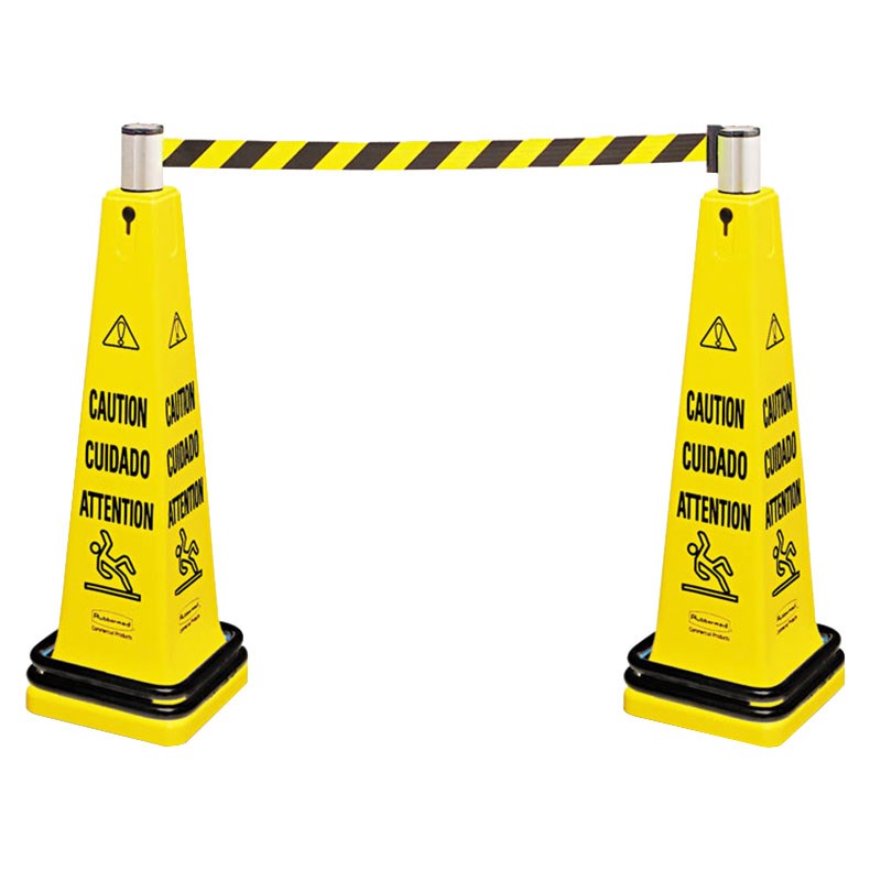 Barricade system is a complete, expandable system for quick deployment and effective multilingual safety communication. ANSI/OSHA- compliant color and graphics.