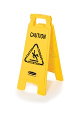 Mehrsprachiges „Caution“-Warnschild (Vorsicht!), 66 cm, 2-seitig, gelb