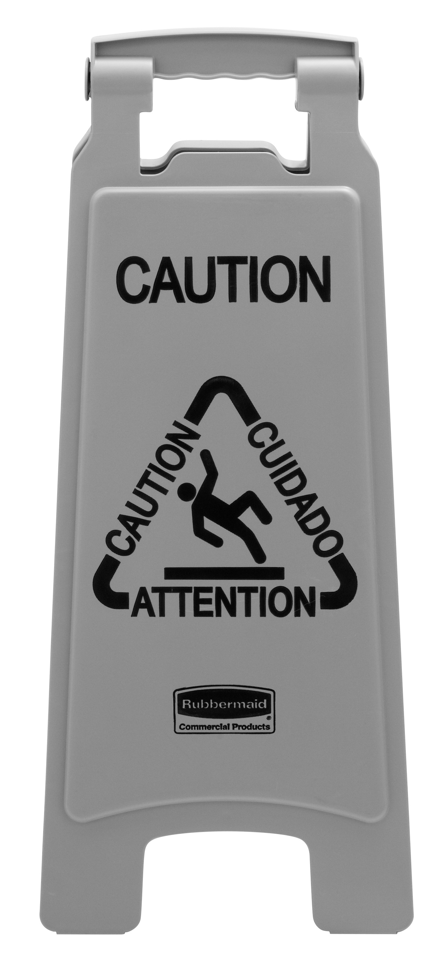 Sleek, lightweight "Caution" sign is 2-sided for effective multilingual safety communication that won't disrupt a building's image.