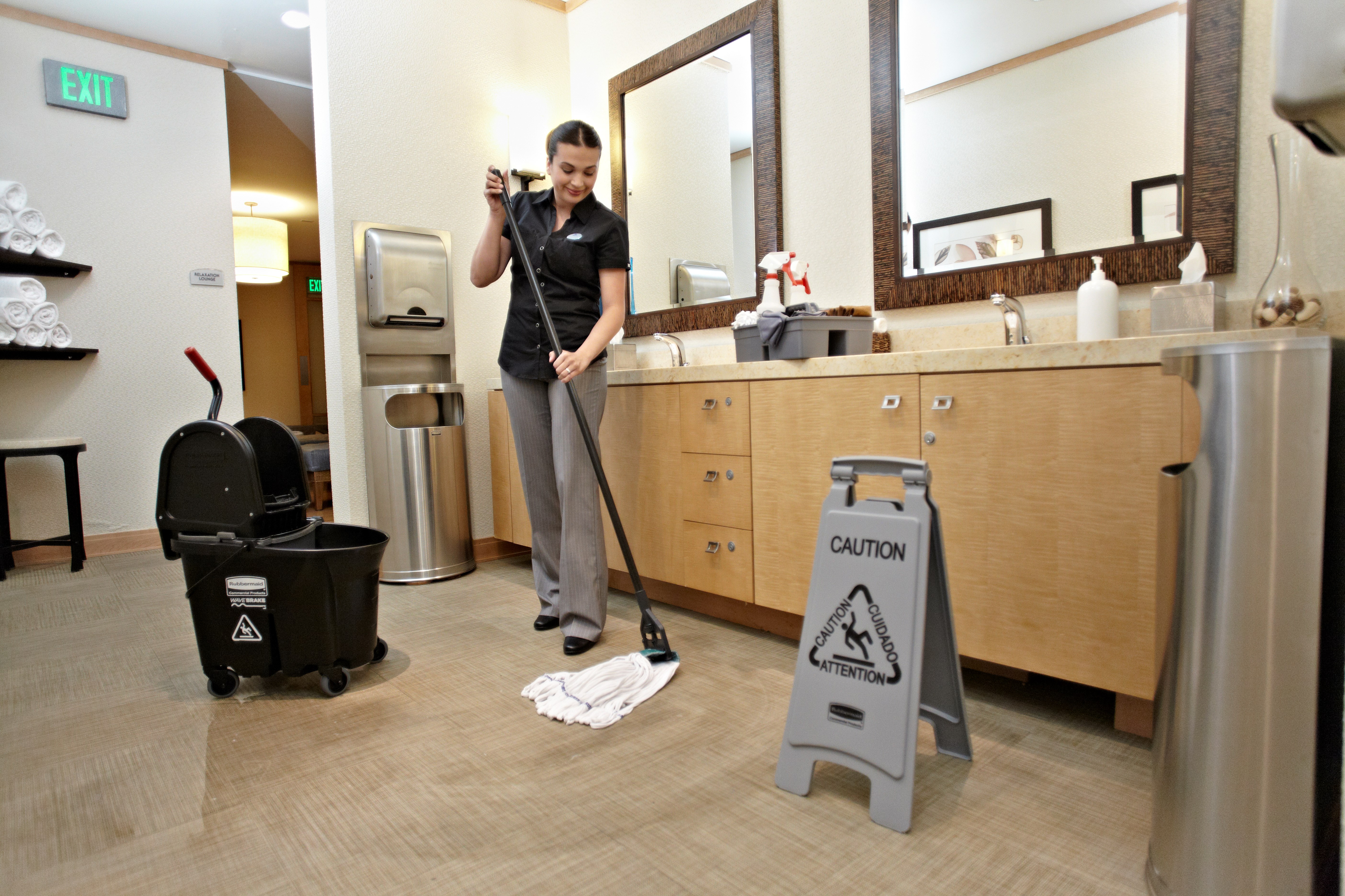 Sleek, lightweight "Caution" sign is 2-sided for effective multilingual safety communication that won't disrupt a building's image.