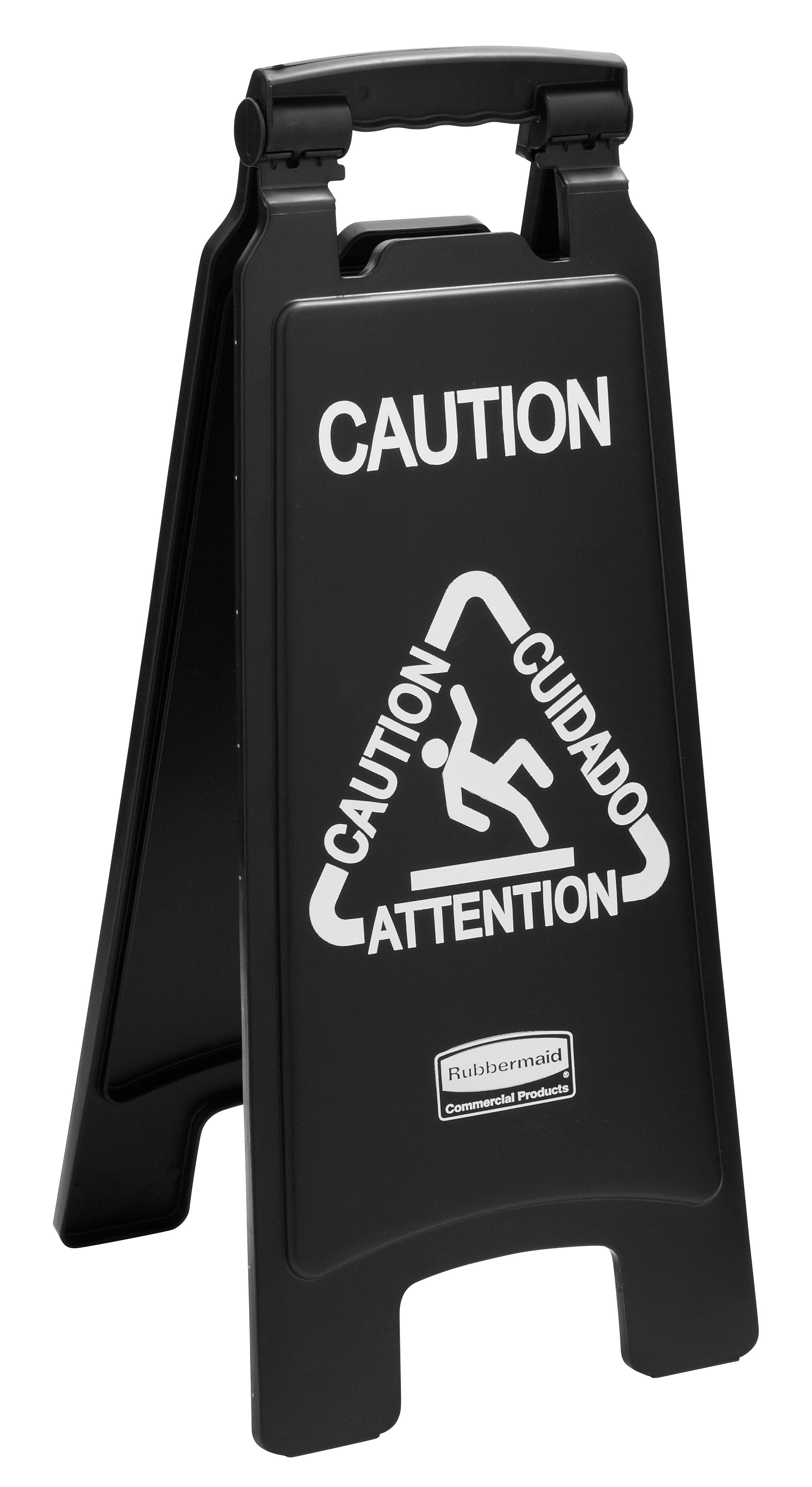 Sleek, lightweight "Caution" sign is 2-sided for effective multilingual safety communication that won't disrupt a building's image.