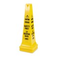 Highly visible, 36", bright yellow hazard protection cone. English/Spanish safety communication utilizes ANSI/OSHA-compliant color and graphics.