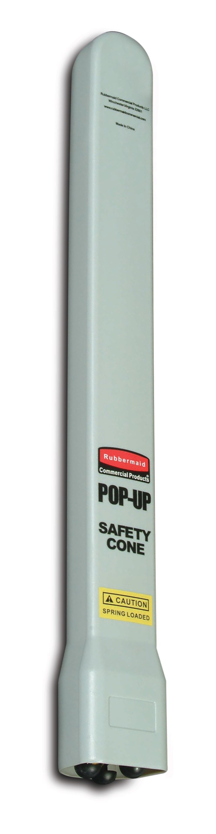 Collapsible sign automatically deploys when removed from wall-mounted storage tube. Multilingual safety communication utilizes ANSI/OSHA-compliant color and graphics