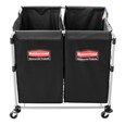 The Rubbermaid Commercial 1881781 Executive Series Multi-Stream, Collapsible X-Cart Basket, Two 4-Bushel bags, 220 lbs load capacity, Black.