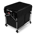 The Rubbermaid Commercial 1881781 Executive Series Multi-Stream, Collapsible X-Cart Basket, Two 4-Bushel bags, 220 lbs load capacity, Black.