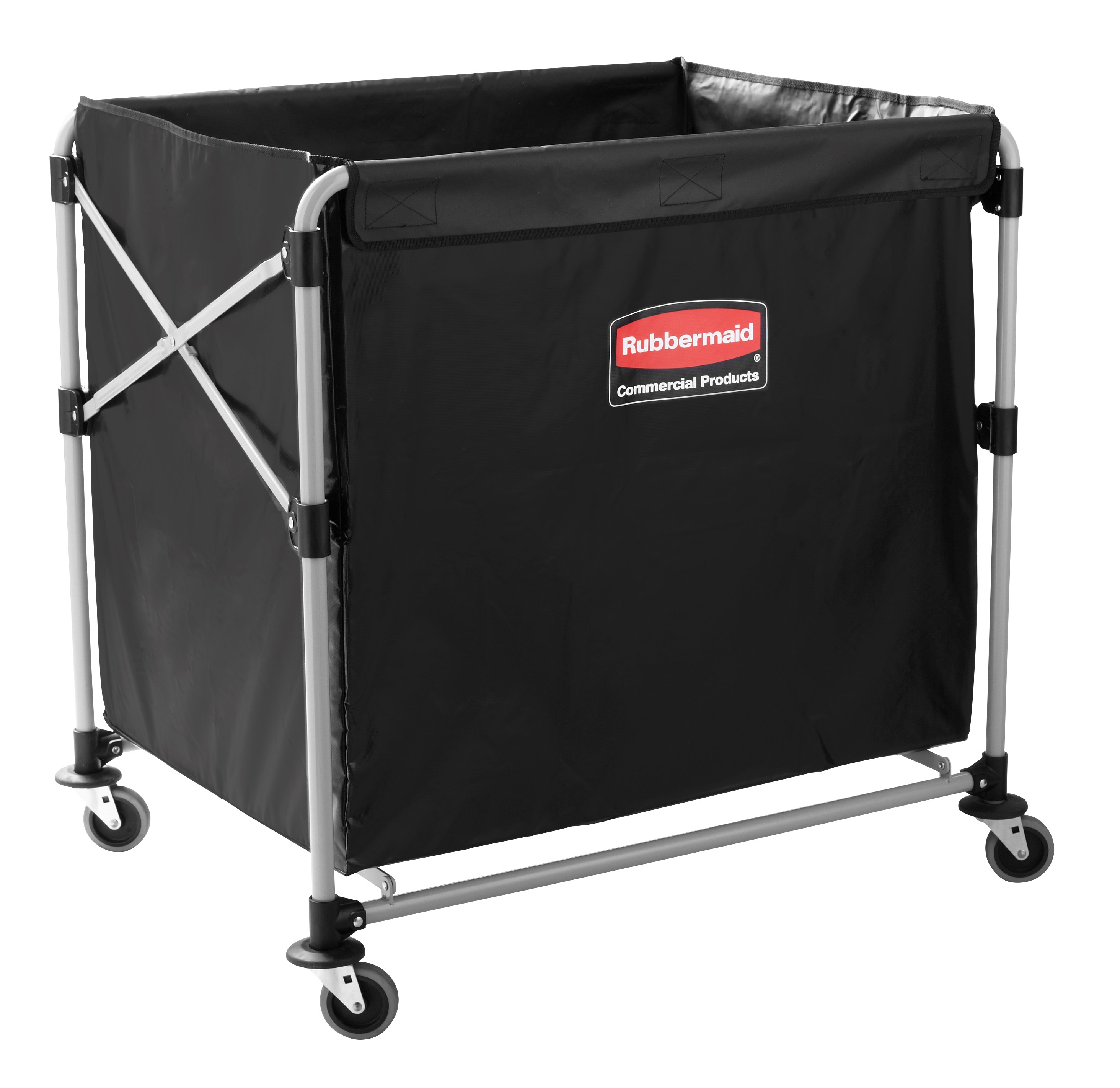 ตะกร้ารถเข็นพับได้ Rubbermaid Commercial 1881750 Executive Series ขนาด 8 บุชเชล รับน้ำหนักได้ 220 ปอนด์ สีดำ