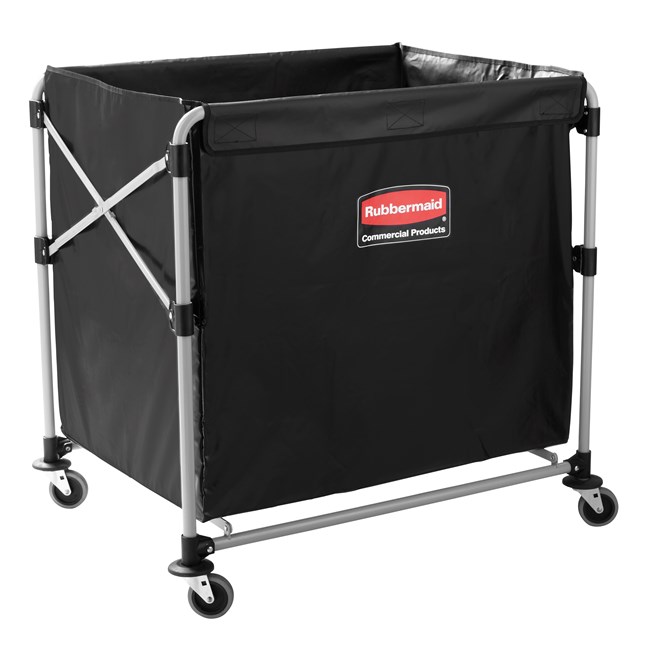 The Rubbermaid Commercial 1881750 Executive Series Collapsible X-Cart Basket, 8-Bushel, 220 lbs load capacity, Black.