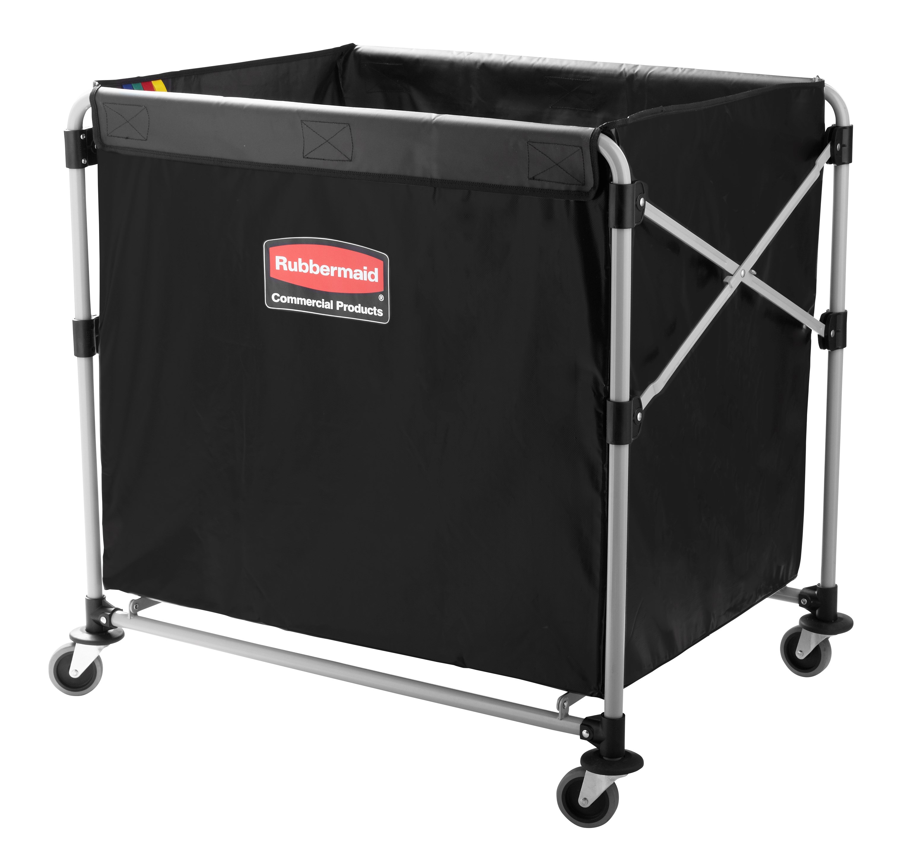 ตะกร้ารถเข็นพับได้ Rubbermaid Commercial 1881750 Executive Series ขนาด 8 บุชเชล รับน้ำหนักได้ 220 ปอนด์ สีดำ