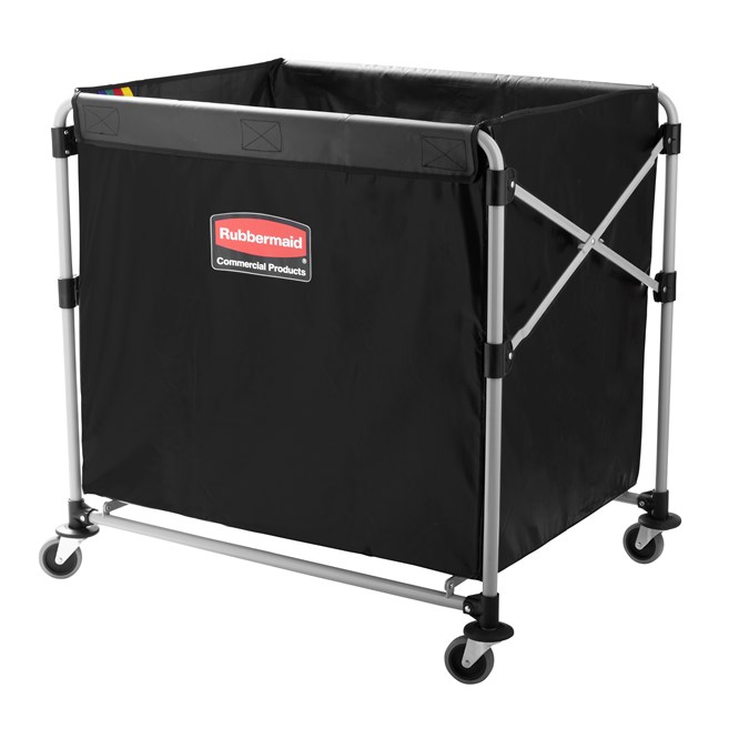 The Rubbermaid Commercial 1881750 Executive Series Collapsible X-Cart Basket, 8-Bushel, 220 lbs load capacity, Black.