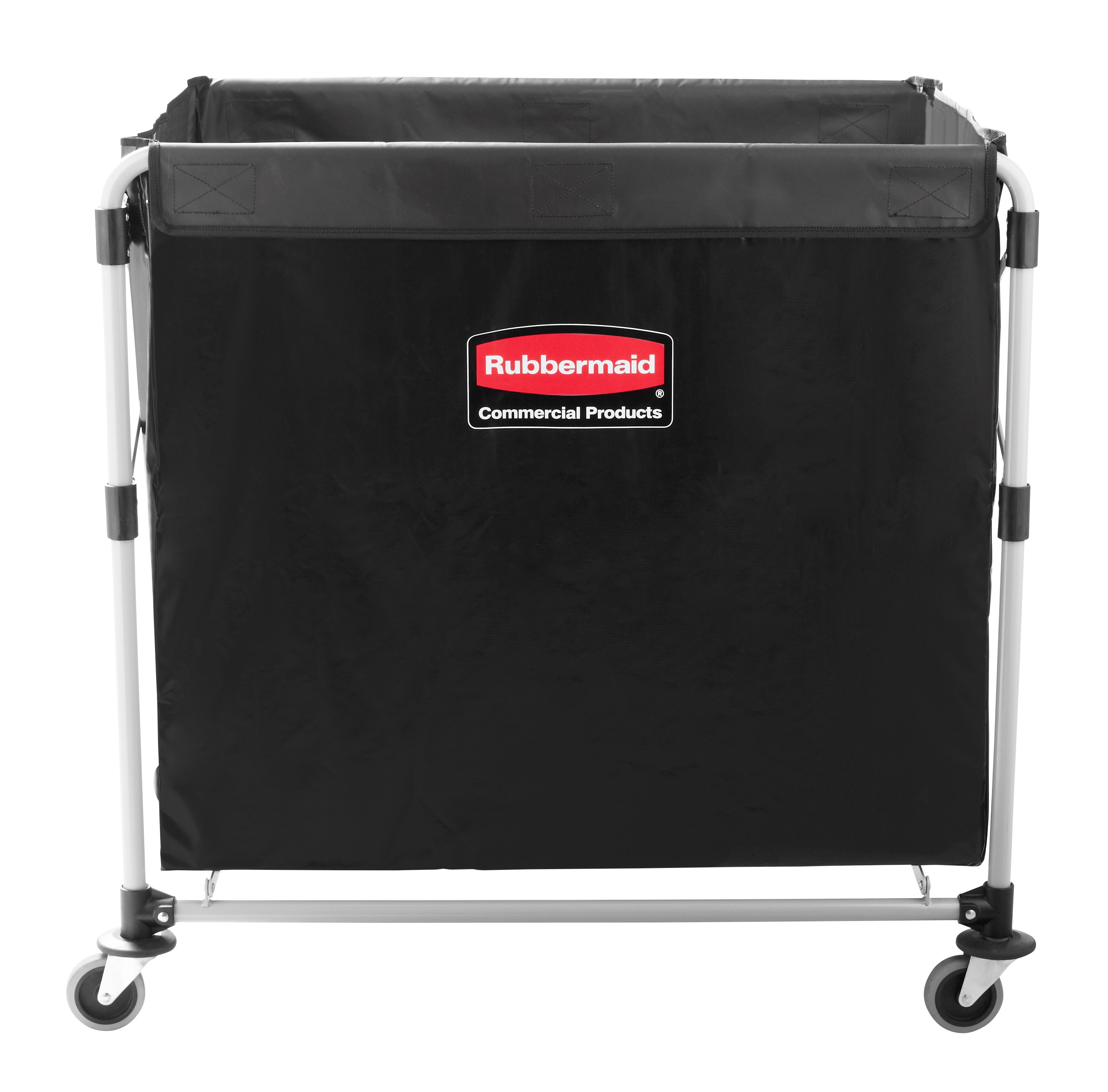 ตะกร้ารถเข็นพับได้ Rubbermaid Commercial 1881750 Executive Series ขนาด 8 บุชเชล รับน้ำหนักได้ 220 ปอนด์ สีดำ
