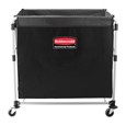 The Rubbermaid Commercial 1881750 Executive Series Collapsible X-Cart Basket, 8-Bushel, 220 lbs load capacity, Black.