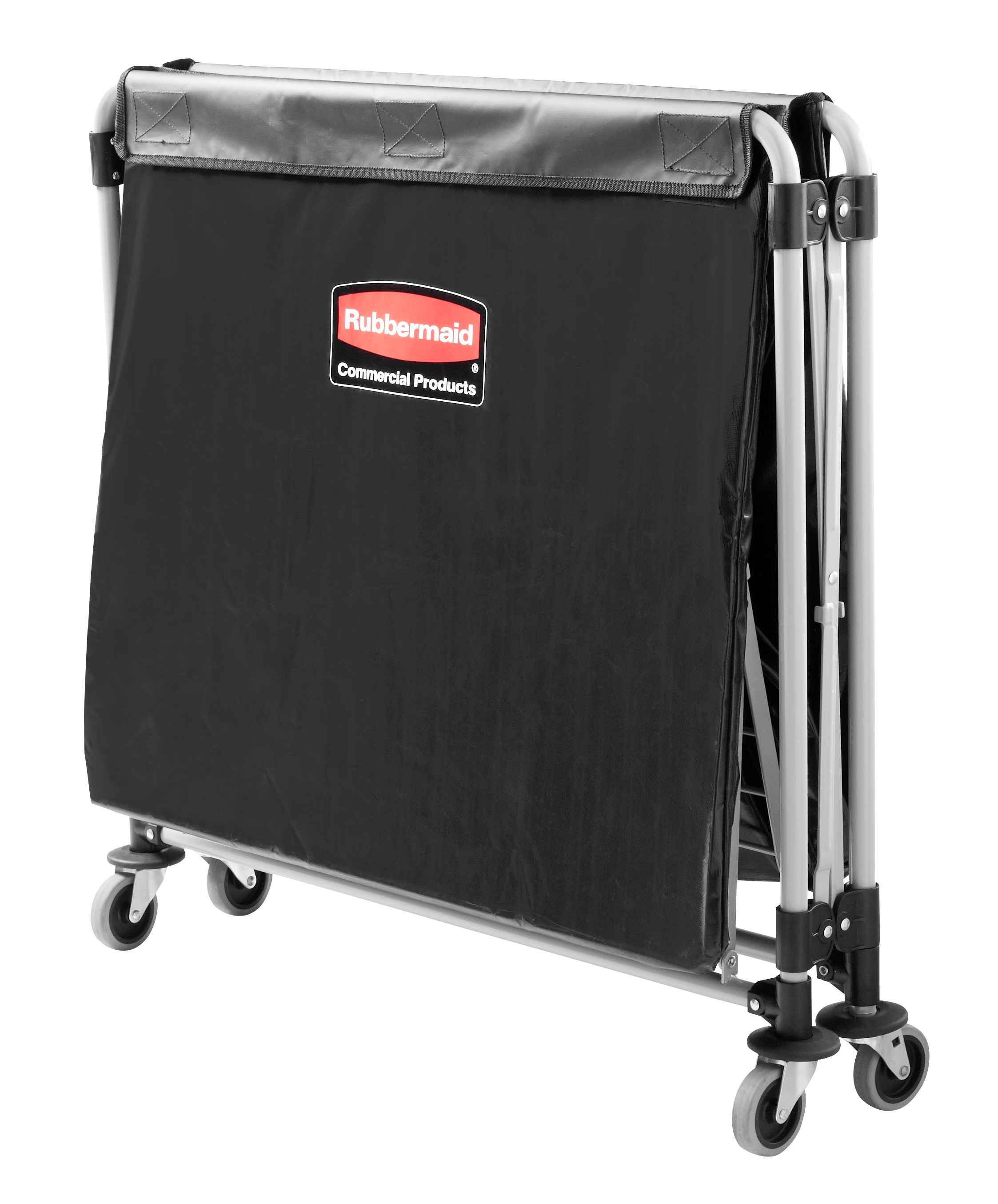 ตะกร้ารถเข็นพับได้ Rubbermaid Commercial 1881750 Executive Series ขนาด 8 บุชเชล รับน้ำหนักได้ 220 ปอนด์ สีดำ