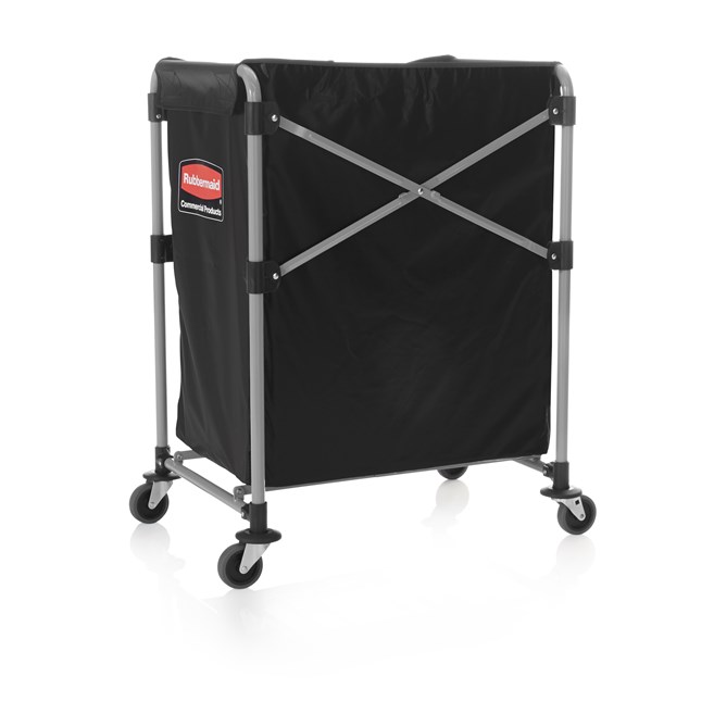 The Rubbermaid Commercial 1881750 Executive Series Collapsible X-Cart Basket, 8-Bushel, 220 lbs load capacity, Black.