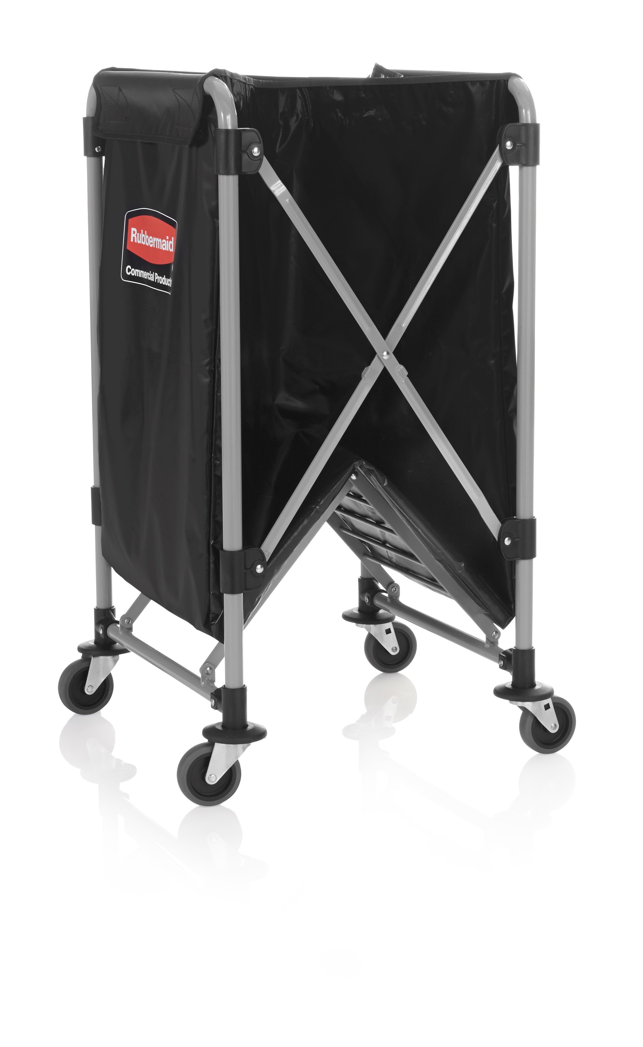 ตะกร้ารถเข็นพับได้ Rubbermaid Commercial 1881750 Executive Series ขนาด 8 บุชเชล รับน้ำหนักได้ 220 ปอนด์ สีดำ