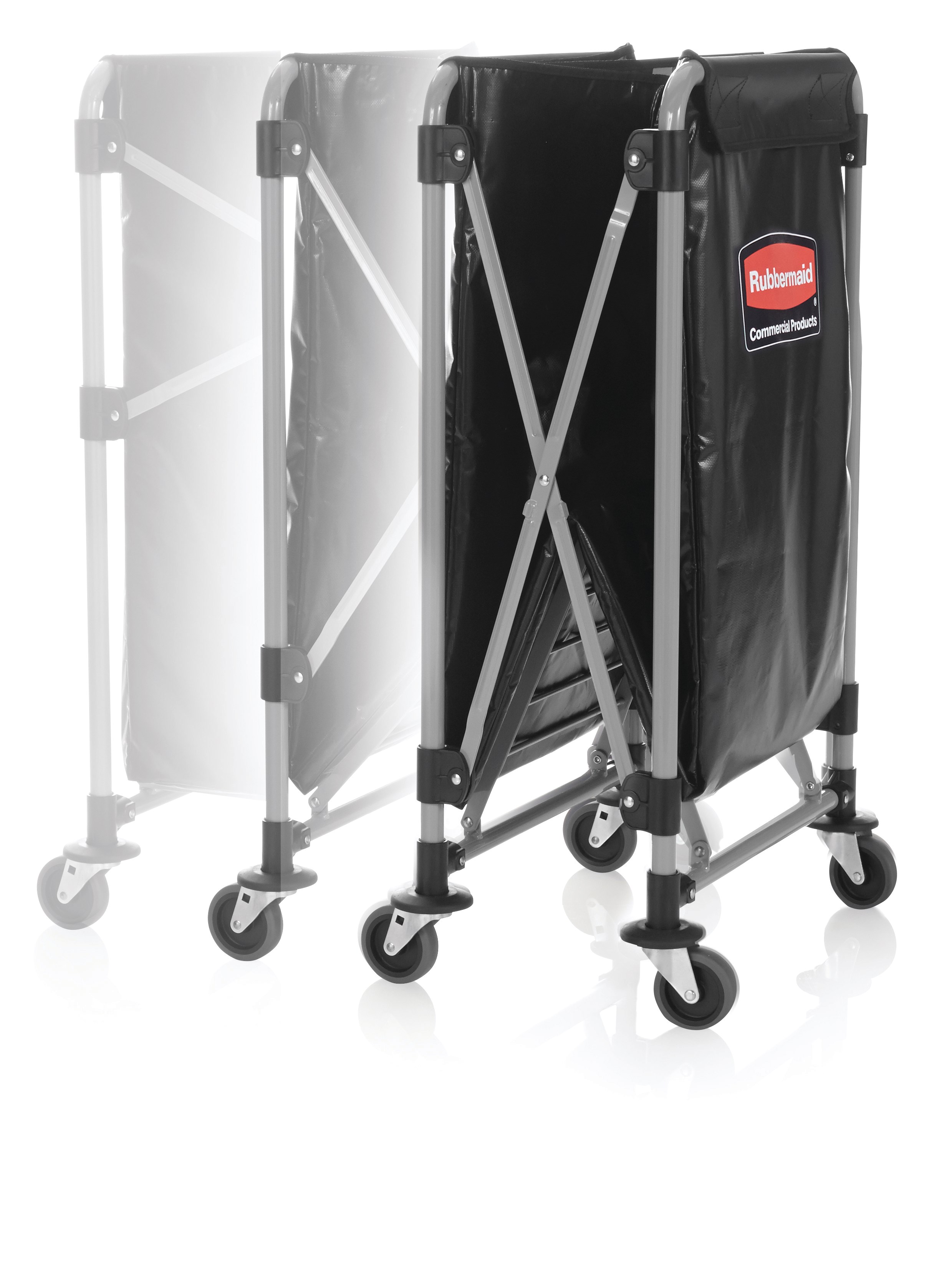 ตะกร้ารถเข็นพับได้ Rubbermaid Commercial 1881750 Executive Series ขนาด 8 บุชเชล รับน้ำหนักได้ 220 ปอนด์ สีดำ