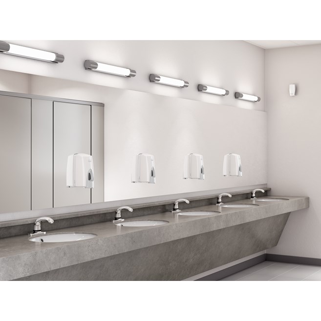 The AutoFaucet® is a user-friendly, automatic faucet that utilizes Surround Sensor™ Technology to dispense water only when needed. Touch-free activation helps reduce cross-contamination on user's hands.