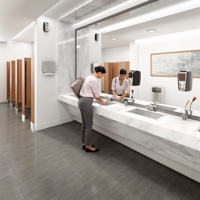 The AutoFaucet® is a user-friendly, automatic faucet that utilizes Surround Sensor™ Technology to dispense water only when needed. Touch-free activation helps reduce cross-contamination on user's hands.