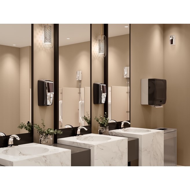 The AutoFaucet® is a user-friendly, automatic faucet that utilizes Surround Sensor™ Technology to dispense water only when needed. Touch-free activation helps reduce cross-contamination on user's hands.