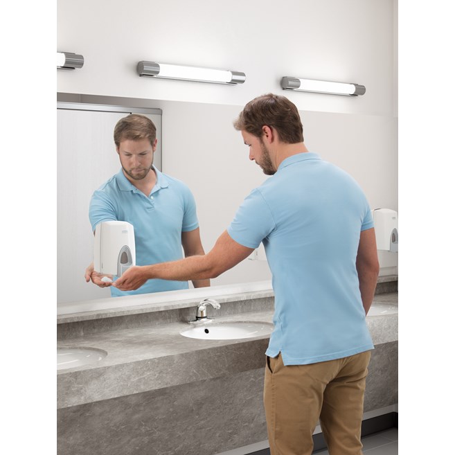 The Manual Foam Dispenser is a wall-mounted system that offers the perfect balance between quality and value.