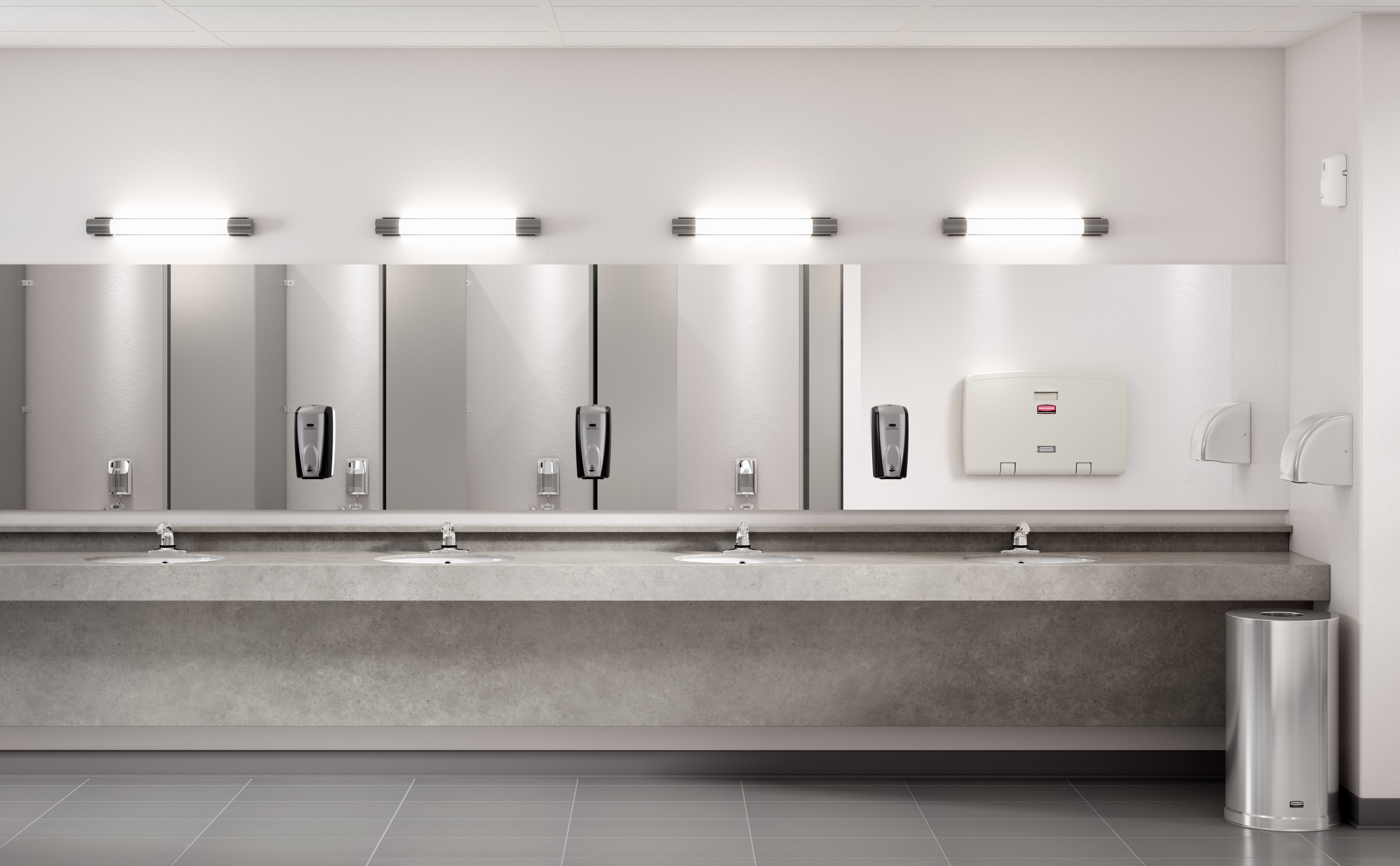 The Metallic Series 15 Gallon FGCC16 Indoor Waste Container has a sleek design that blends nicely with upscale interiors.