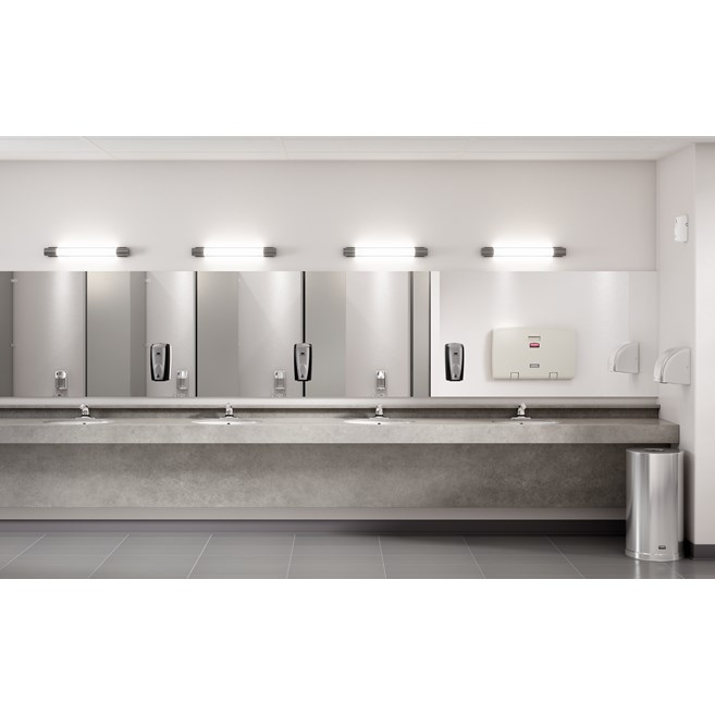 The AutoFoam Dispenser is a touch-free, wall-mounted system that dispenses controlled amounts of foam soap or sanitizer automatically to help prevent the spread of germs.