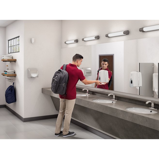 The Manual Foam Dispenser is a wall-mounted system that offers the perfect balance between quality and value.