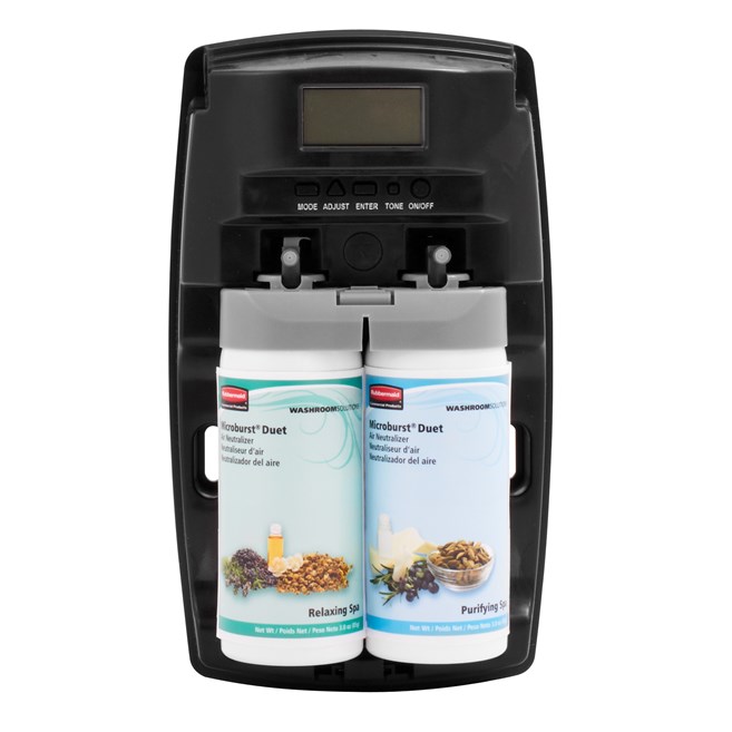 Microburst® Duet, a dual-fragrance odor control system, alternates between two complementary scents.