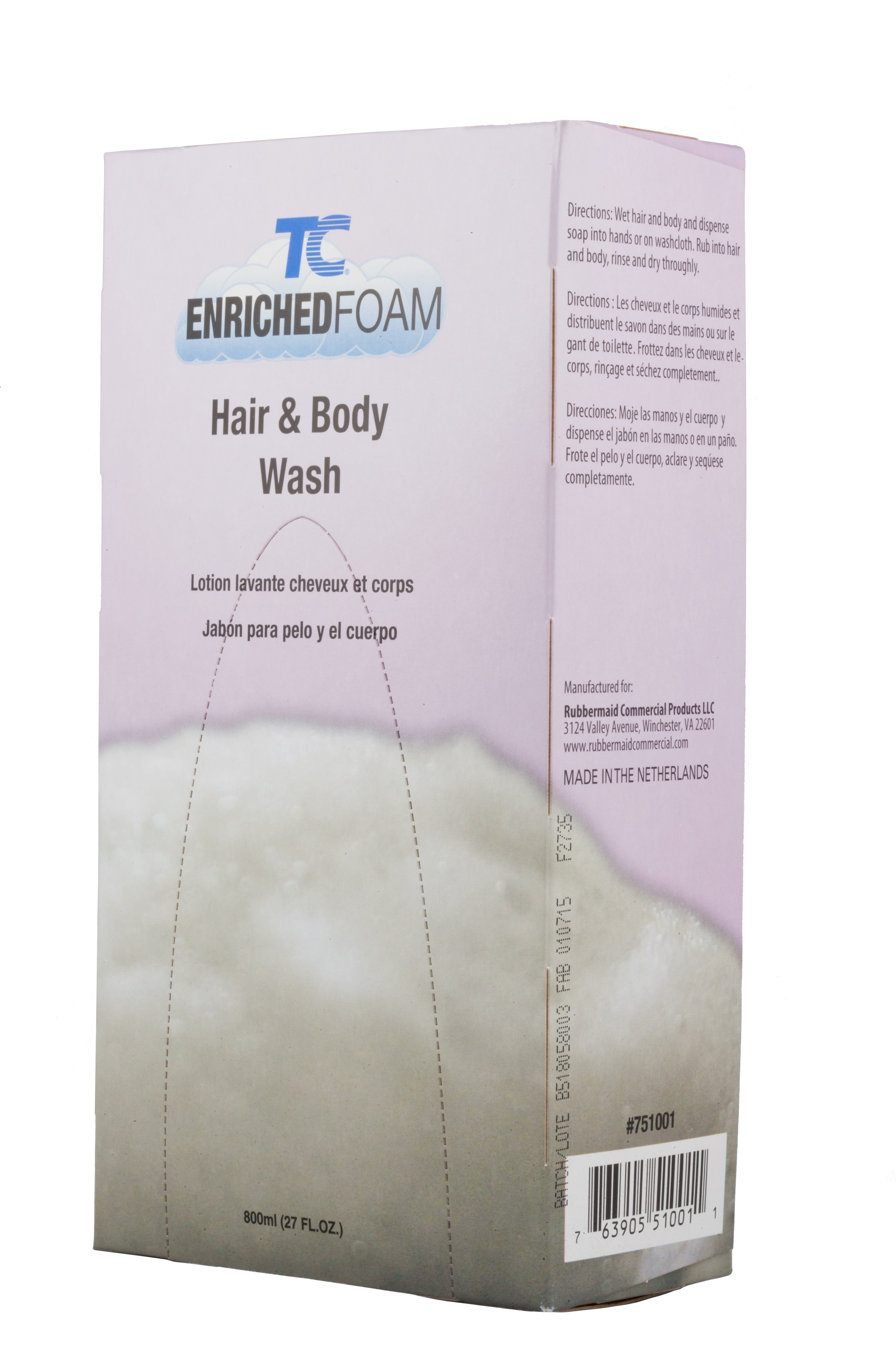 The Hair and Body Foam Soap is for use with a Manual Foam Dispenser. Enriched with Panthenol to leave skin and hair feeling fresh and moisturized after each use.